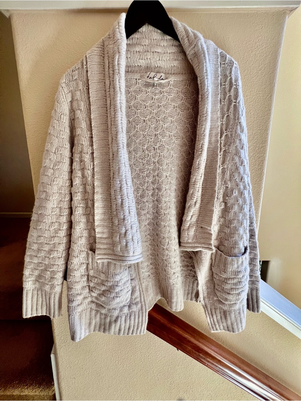 Talula (Aritzia) Cream/Beige Chunky Cottagecore Cashmere Blend Shawl Cardigan
